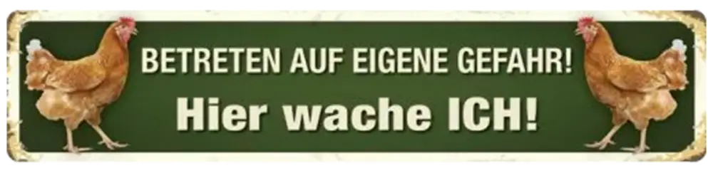 Geprüft BlechschildHier wache ich 46x10cm