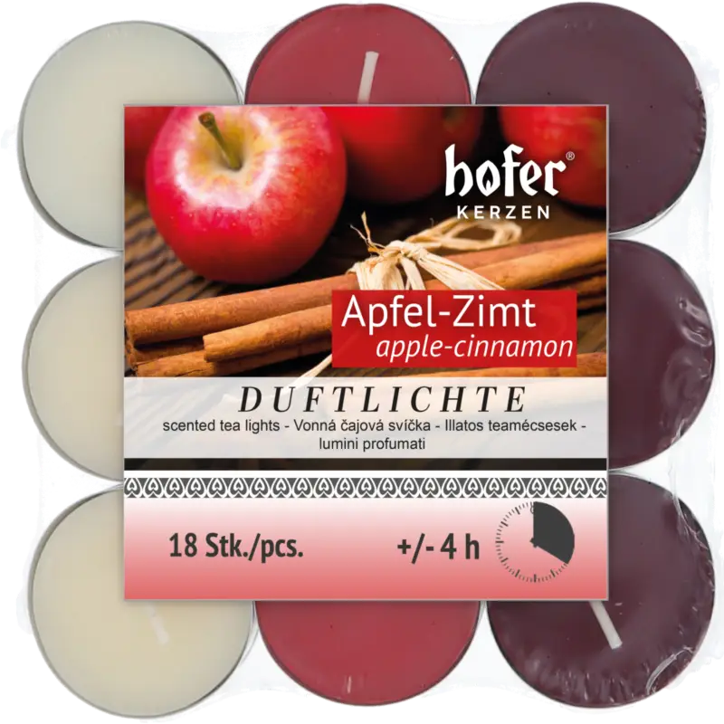 Abverkauf Teelicht Duft Apfel-Zimt 18er Pkg