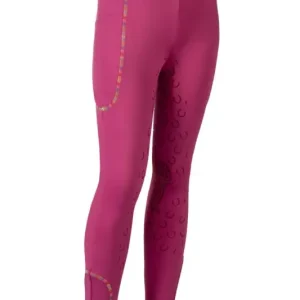 Sonderangebot HKM Reitleggings Polly Silikon-Vollbesatz magenta, 146/152