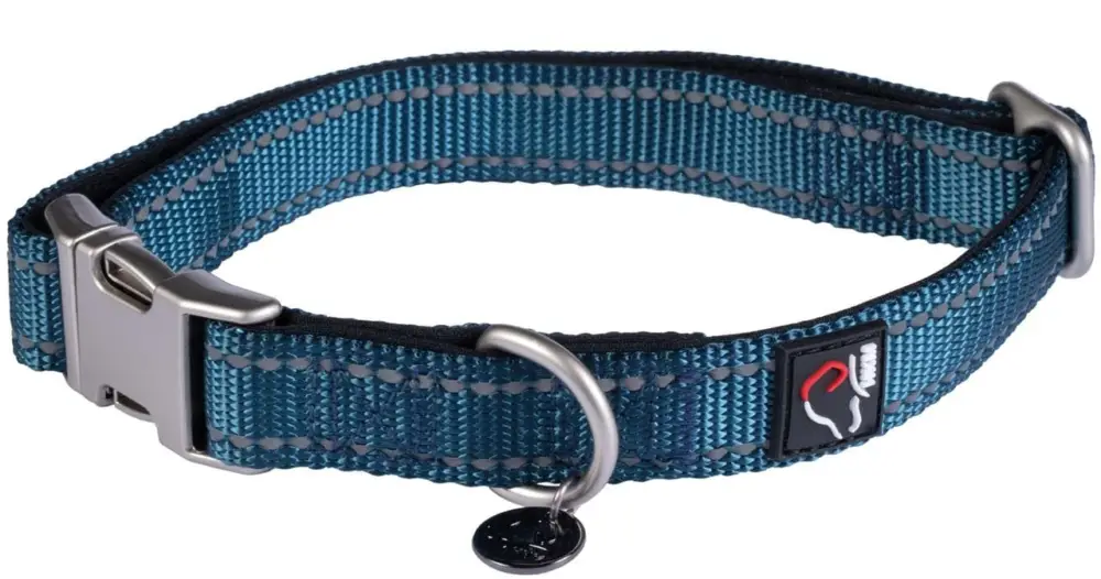 Garantierte Lieferung HKM Hundehalsband -Anam Cara- Nylon petrol, S/M