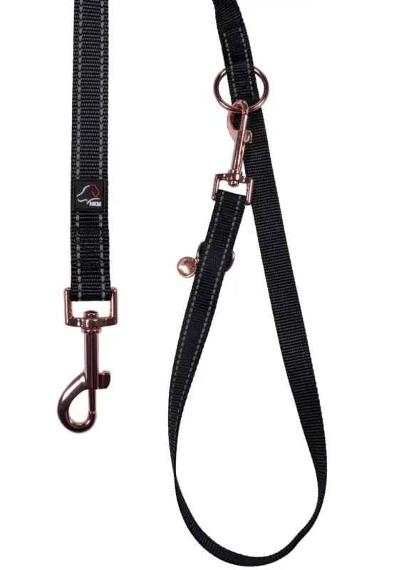HKM Hundetrainingsleine - Anam Cara- Nylon schwarz/roségold, M Begrenztes Angebot