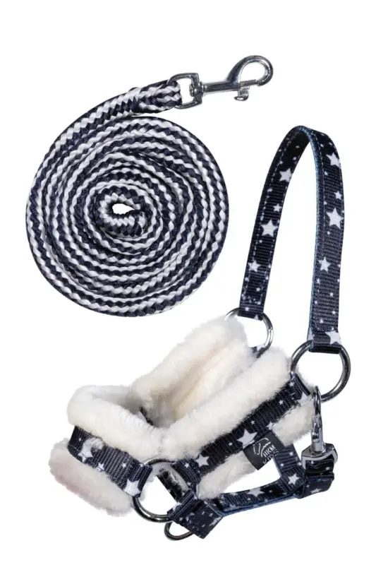 Letzte Chance HKM Halfter und Strick -Hobby Horsing navy mit Sternenmuster
