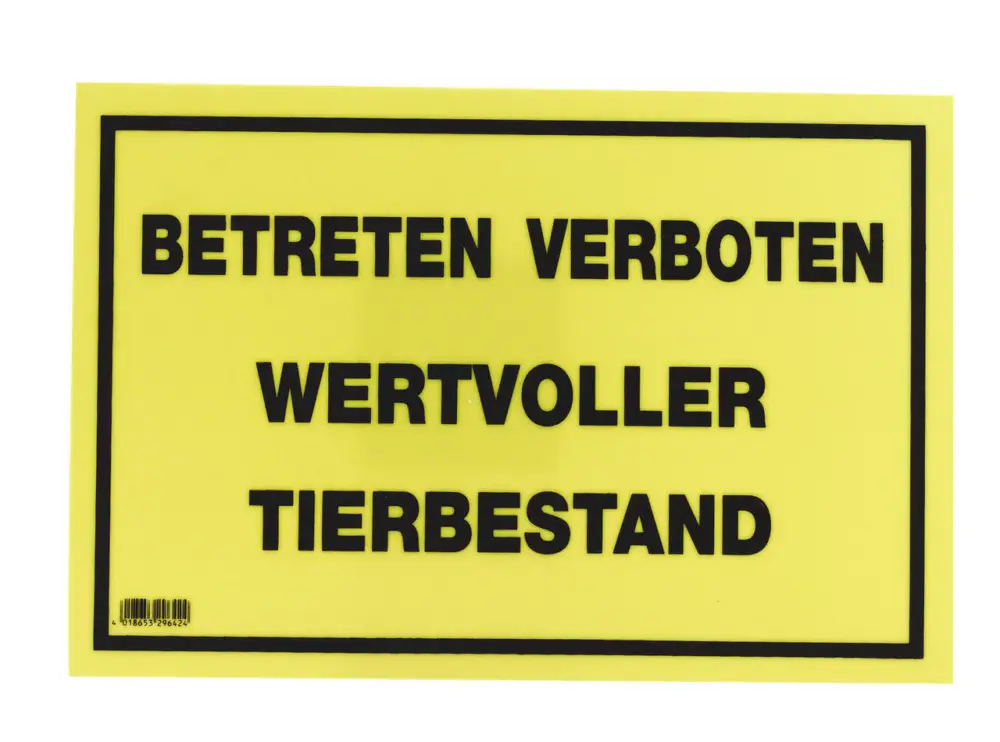 Expressversand WAHL-Hausmarke Hinweisschild "Wertvoller Tierbestand"