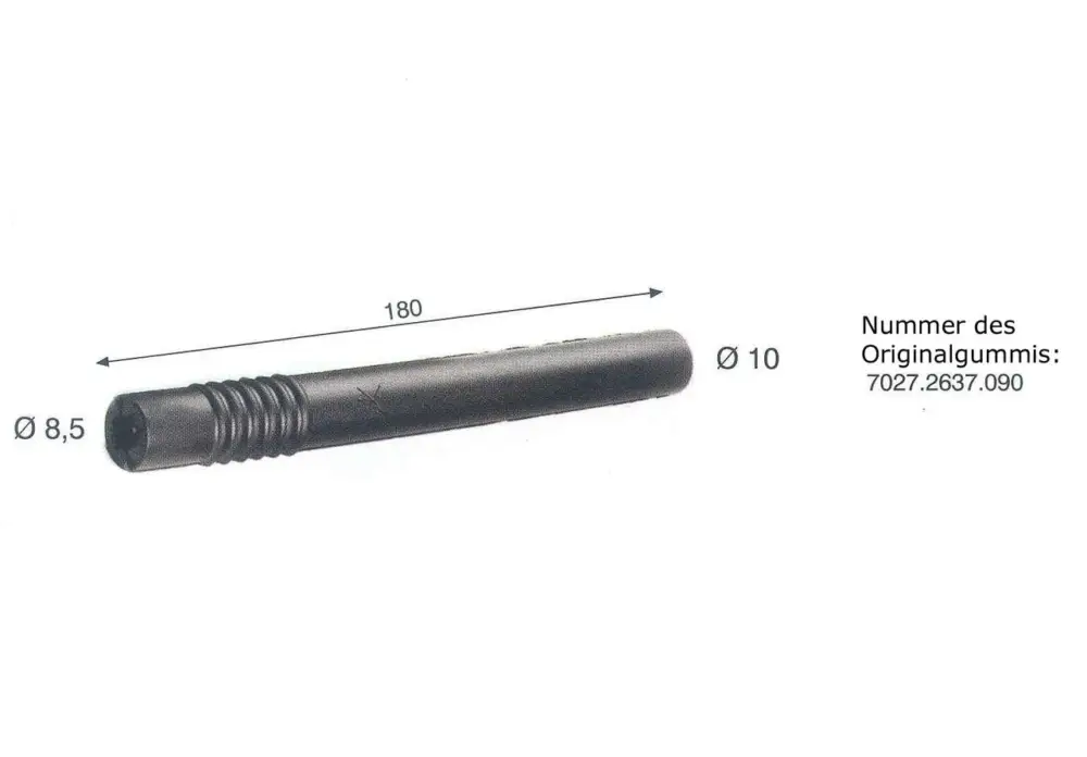 Milchschlauch Gummi, 180mm x 8,5/10/4mm Schneller Versand