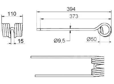 KH-Zinken Kuhn - 394 x 110 mm, links Kracherpreis