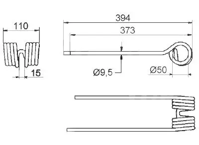 Bestpreis KH-Zinken Kuhn - 394 x 110 mm, rechts