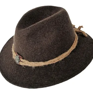 Schneller Versand Lodenhut Manufaktur Alpinhut mit Naturkordel braun, 58 cm