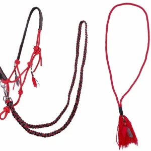 Zertifiziert QHP Knotenhalfter Set Liberty rot, Shetty