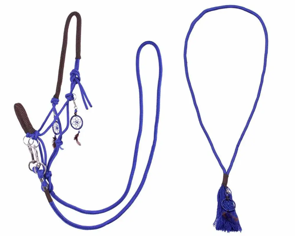 Mega-Angebot QHP Knotenhalfter Set Liberty blau, Full = Warmblut