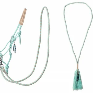 Saisonangebot QHP Knotenhalfter Set Liberty ice green, Pony