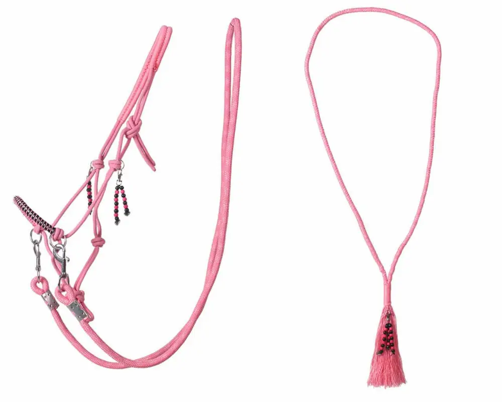 QHP Knotenhalfter Set Liberty flamingo pink, Cob = Vollblut Mega-Angebot
