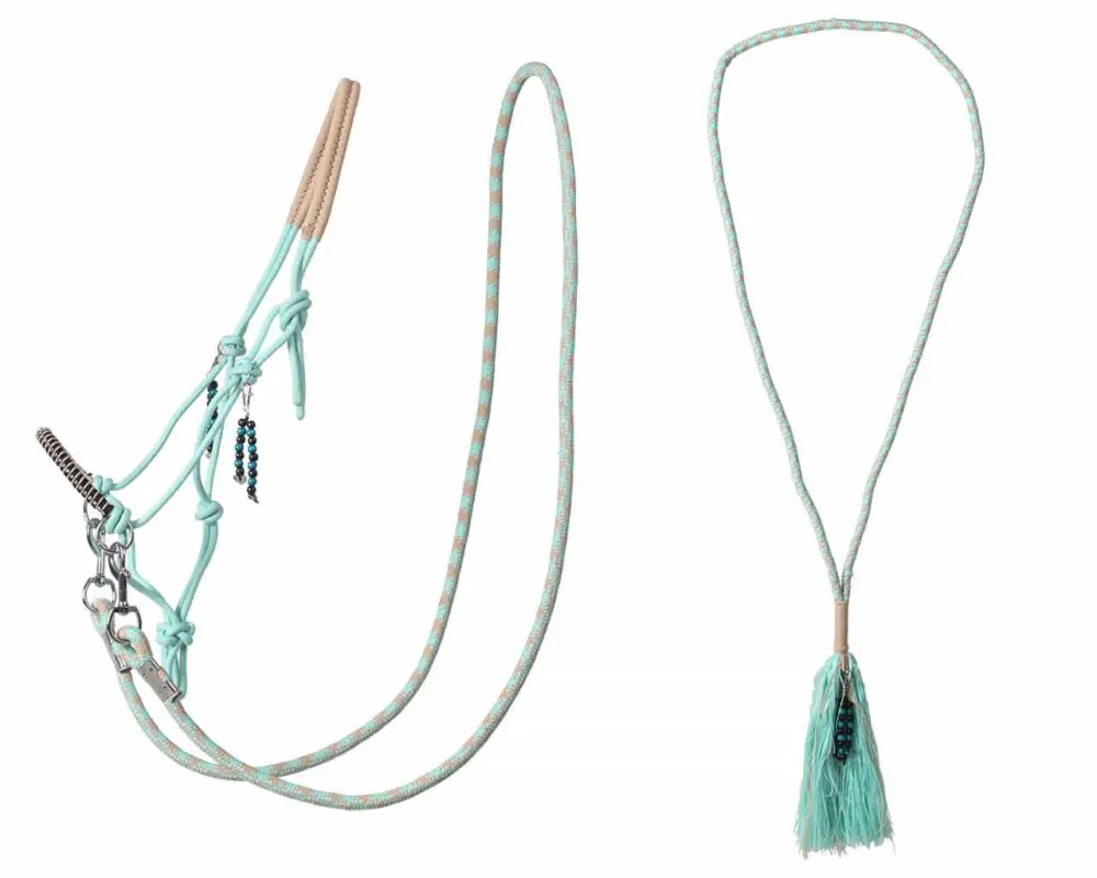 Versand Am Gleichen Tag QHP Knotenhalfter Set Liberty ice green, Cob = Vollblut