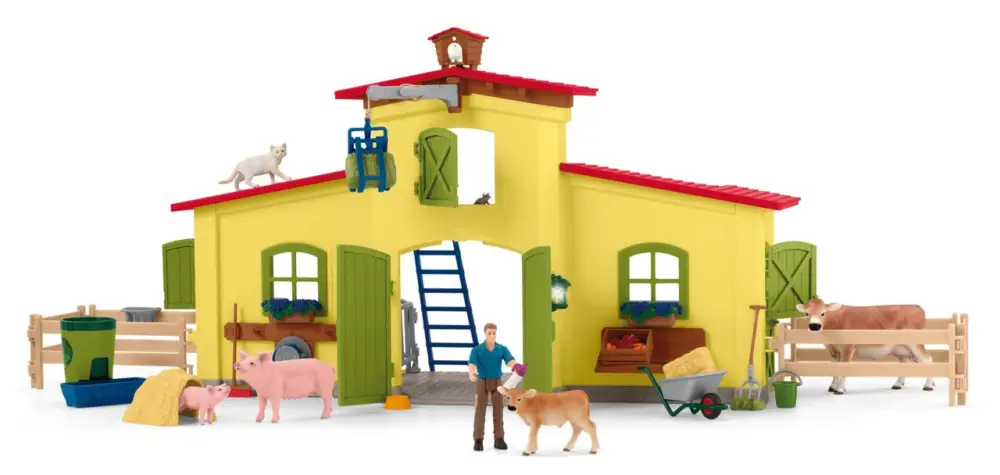 Schleich Großer Stall mit Tieren und Zubehör Billig