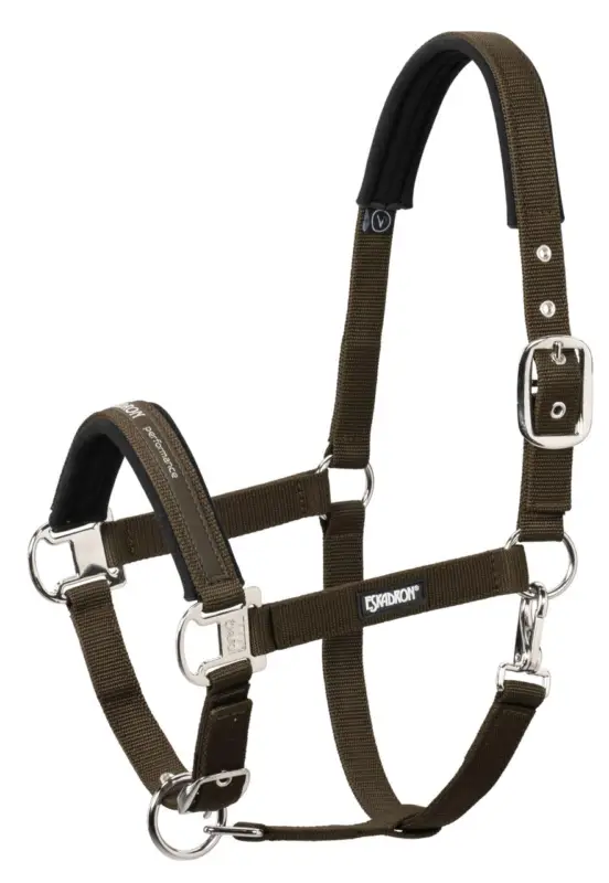 Eskadron Halfter Pin Buckle darkbrown/silver, Full = Warmblut Super-Preis