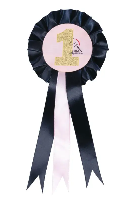 Neuheit HKM Turnierschleife -Hobby Horsing dunkelblau/rosa
