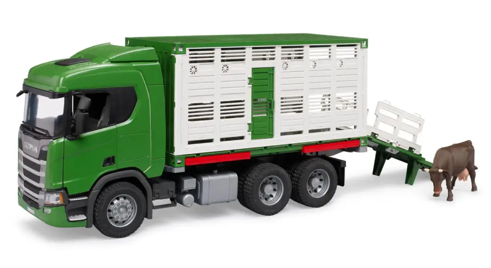 Bruder Scania Super 560R Tiertransport mit Rind Neu