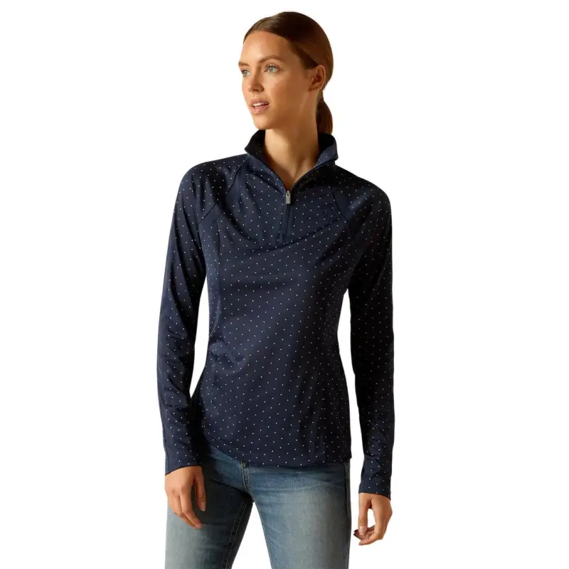 ARIAT Sunstopper 3.0 1/4 Zip Baselayer navy dot, XS Neu Im Sortiment
