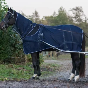 QHP Geschirr-Fliegendecke mit Halsteil blau, 90 cm Letzte Chance