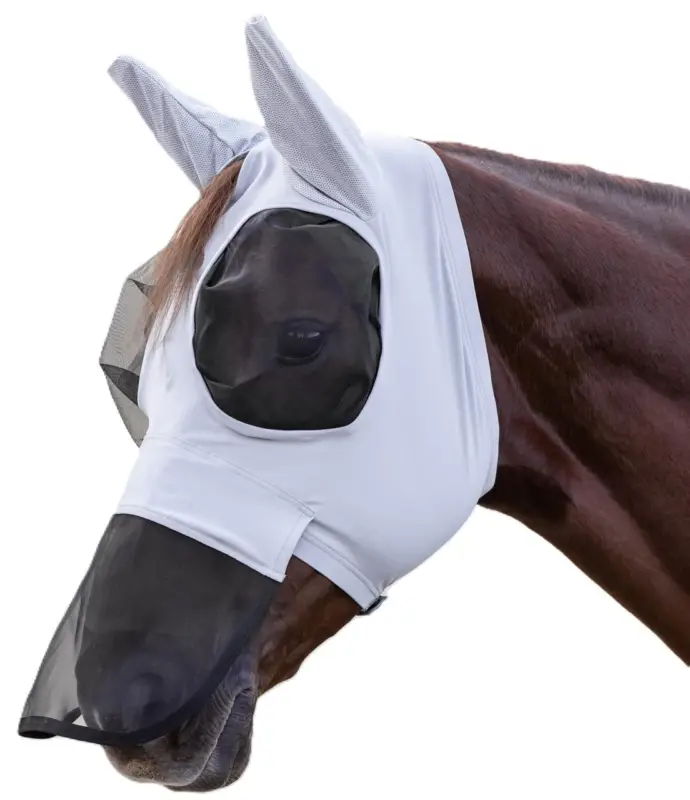 Waldhausen Fliegenmaske Puck mit Nasenschutz silbergrau, Pony Top-Preis
