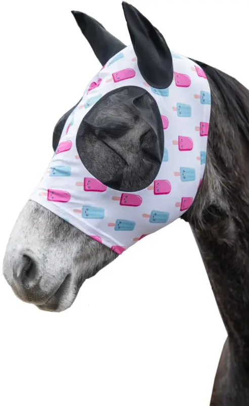 Neue Ware HKM Fliegenschutzmaske -Ice Cream- weiß/pink, Pony
