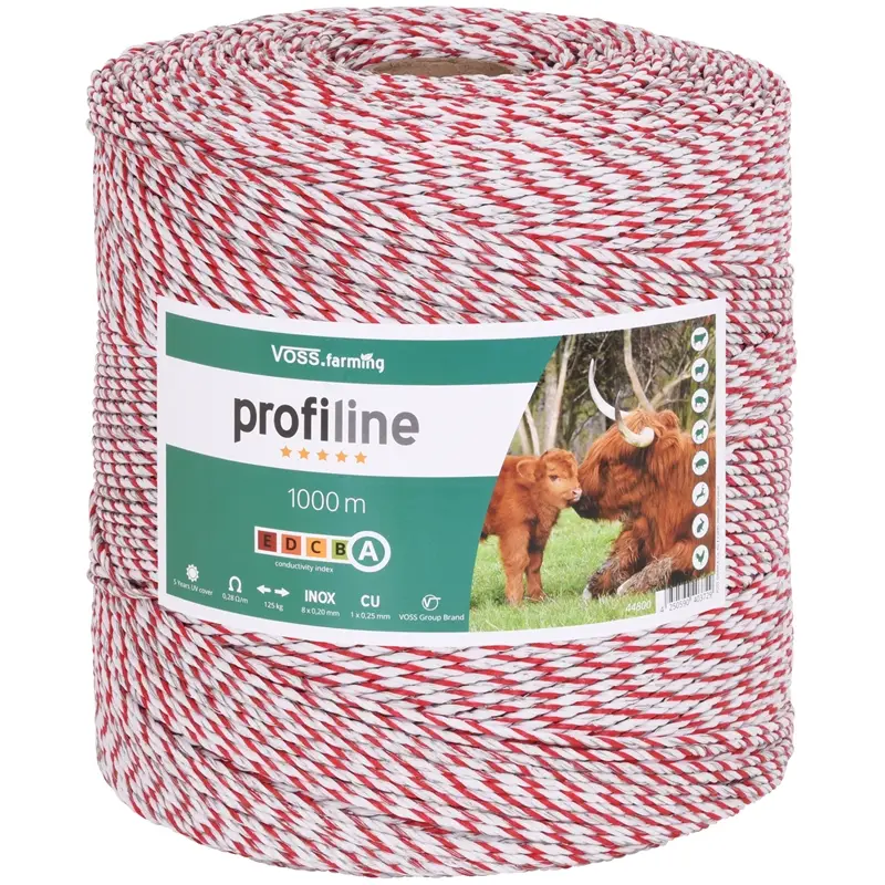 Preisknaller VOSS.farming Weidezaunlitze 1000 m,9x 0,20 Niro, weiß-rot 4****