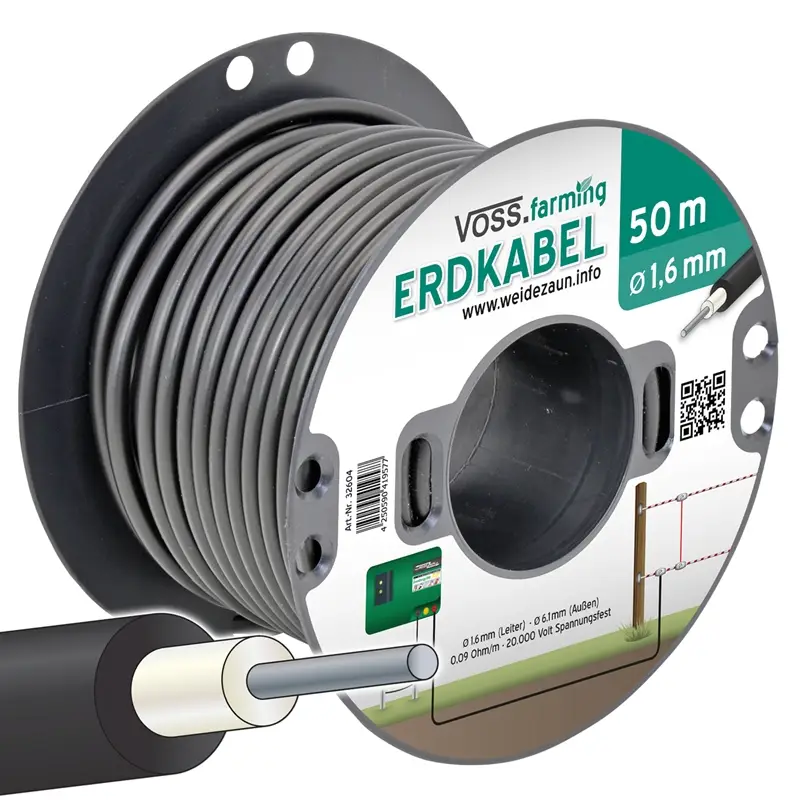 Preisknaller 50m Hochspannungs-Zaun u. Erdkabel 1,6mm