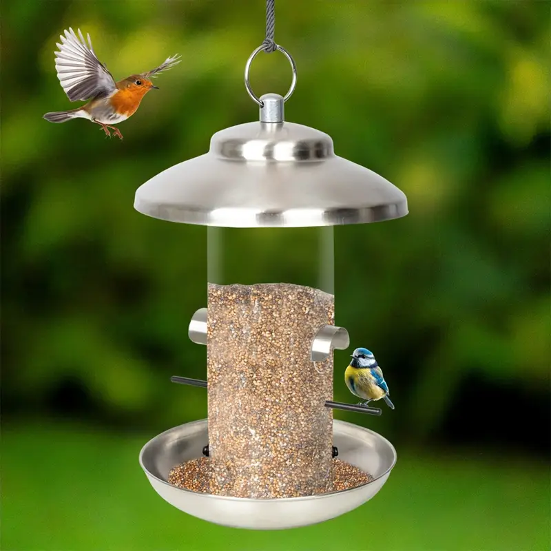 Top-Seller Vogelhaus, Vogelfutterstation Smøllebird, klein,17 x 28cm, Edelstahl, gebürstet