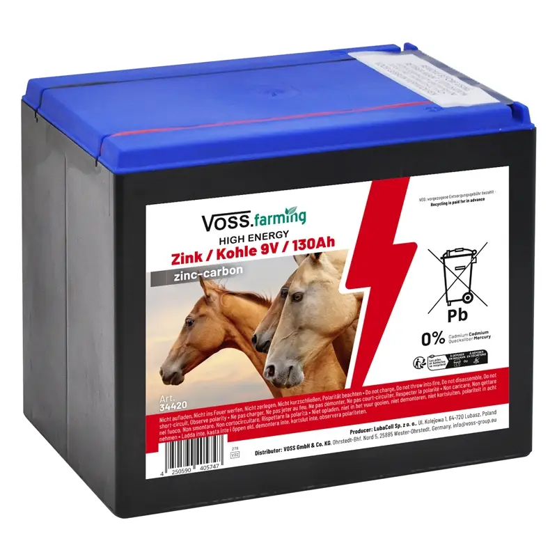 Knallerangebot VOSS.farming "ZINK KOHLE 130AH" - 9V Weidezaunbatterie, groß