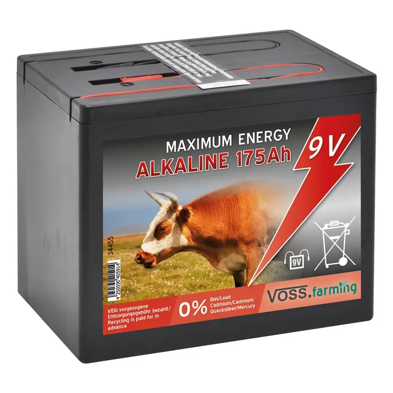 VOSS.farming "ALKALINE 175Ah" - 9V Weidezaunbatterie, groß Markenprodukt