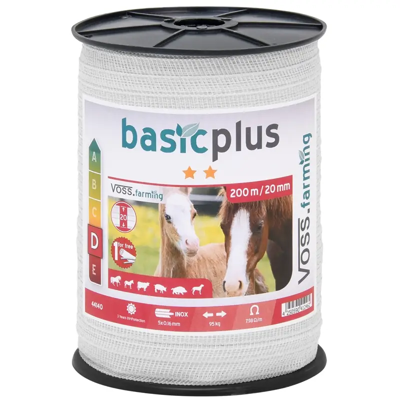 Sale VOSS.farming Weidezaunband 200 m, 20 mm, 5x0,16 Niro, weiß