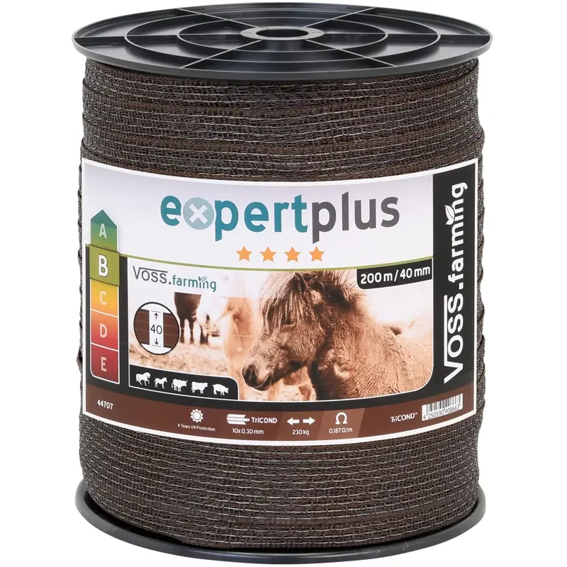 Angebot VOSS.farming Weidezaun Band 200m, 40mm, 10x0,30 FE-ZN-Leg, braun 3***