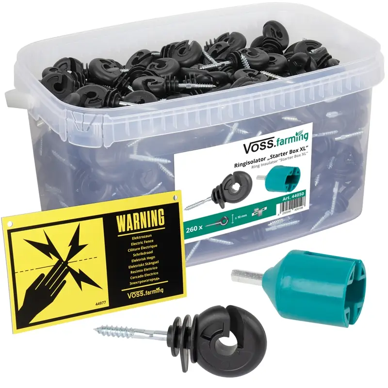 VOSS.farming "Starter Box XL" - 260x Ringisolator + Einschrauber + Warnschild Neu Im Sortiment