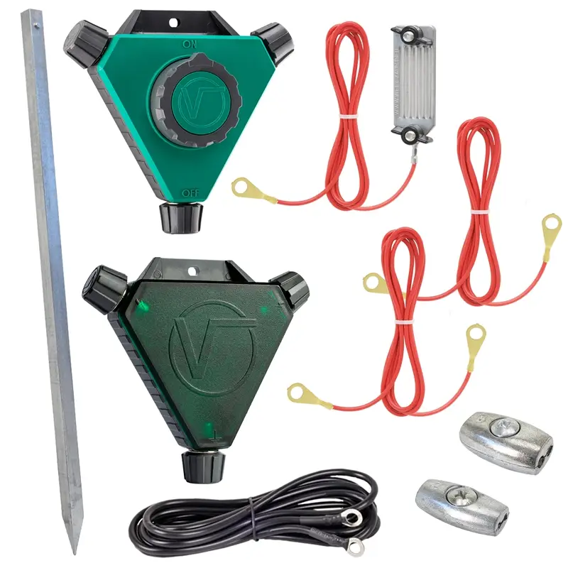 VOSS.farming SET: Zaunschalter + Blitzschutzdrossel + Erdungspfahl & Kabel (Anschlußset) Preisknaller