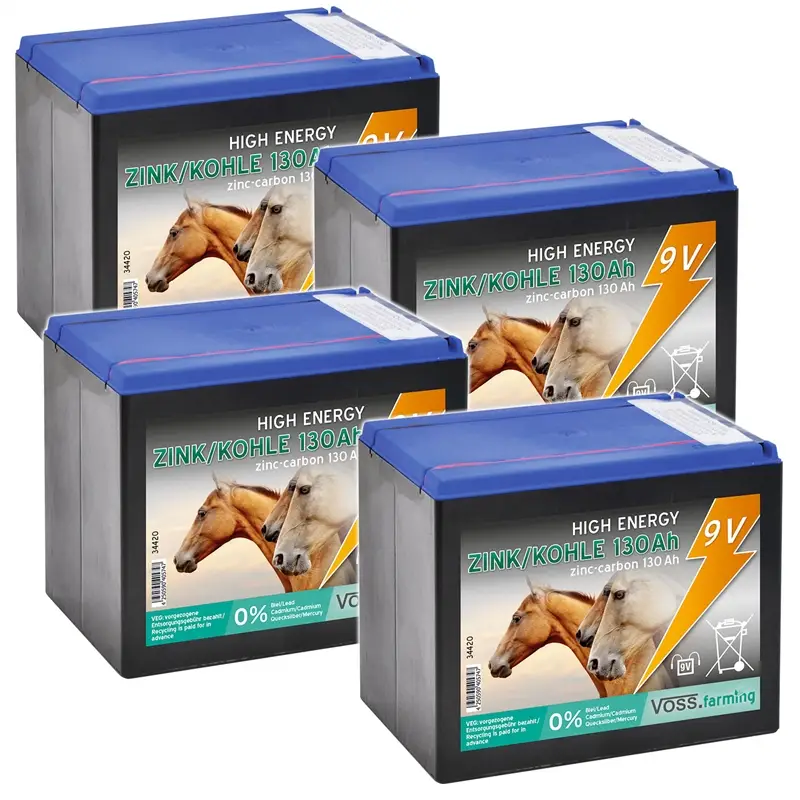Top-Preis 4x VOSS.farming "ZINK KOHLE 130AH" - 9V Weidezaunbatterie, groß, SPARPACK