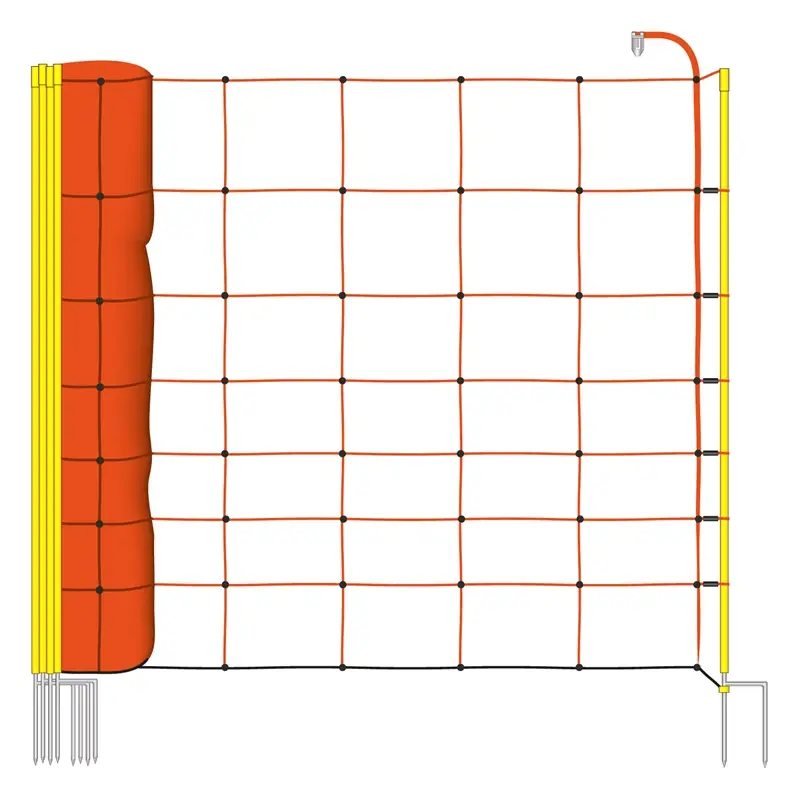 50m VOSS.farming Elektrozaun-Netz, Schafzaun, Schafnetz, 90cm, 2 Spitzen, orange Solange Der Vorrat Reicht