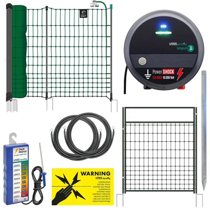 VOSS.farming Geflügelnetz Komplett Set: 50m Netz & 230V Weidezaungerät Ausverkauf