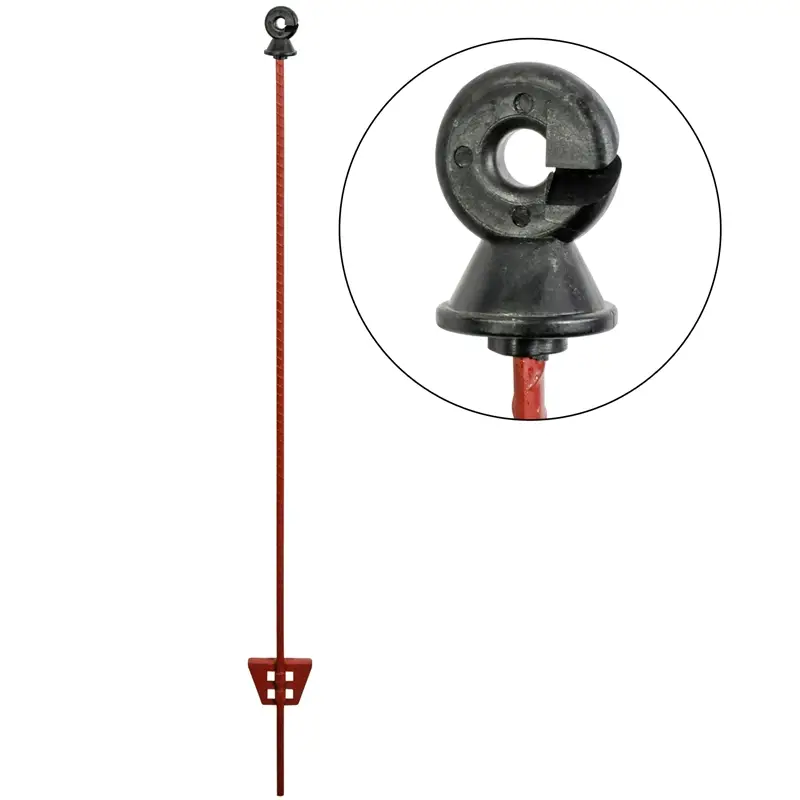 Kracherpreis 30x VOSS.farming Weidezaunpfahl 105 cm, oval, schwarzer Ringisolator