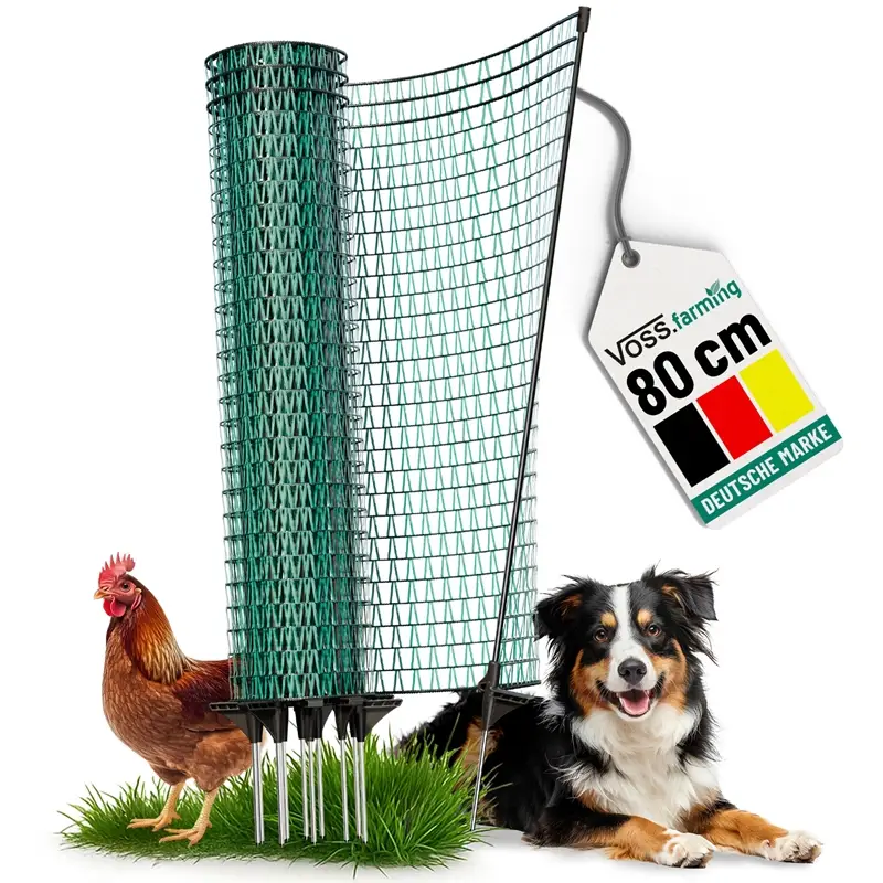 VOSS.farming classic 20m Begrenzungszaun, Campingzaun, Schutznetz, 80cm, 12 Pfähle, ohne Strom Super-Preis
