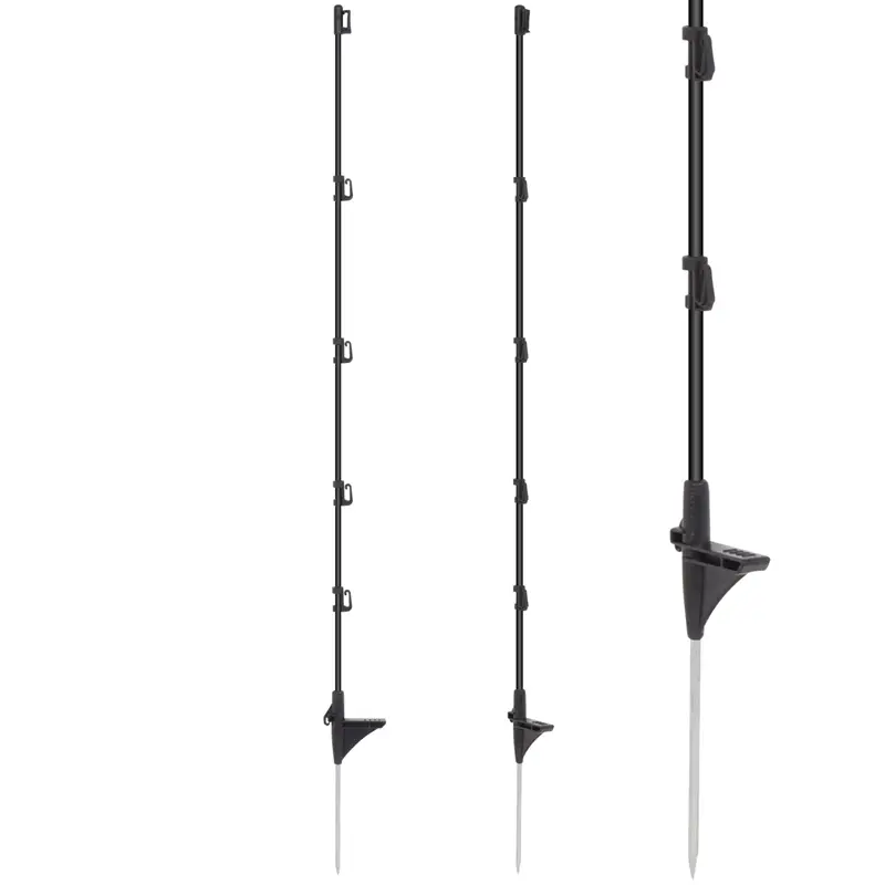 10x VOSS.farming Fiberglaspfähle, schwarz, 110cm, 4x Isolator + Spezialtritt Highlight