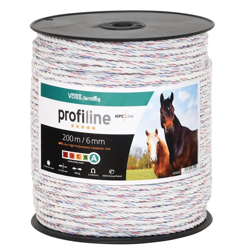 Jetzt Kaufen VOSS.farming Weidezaunseil 200m, Ø 6mm, 6x0,25 HPC® Powerleiter, Qualitäts Weidekordel, weiß