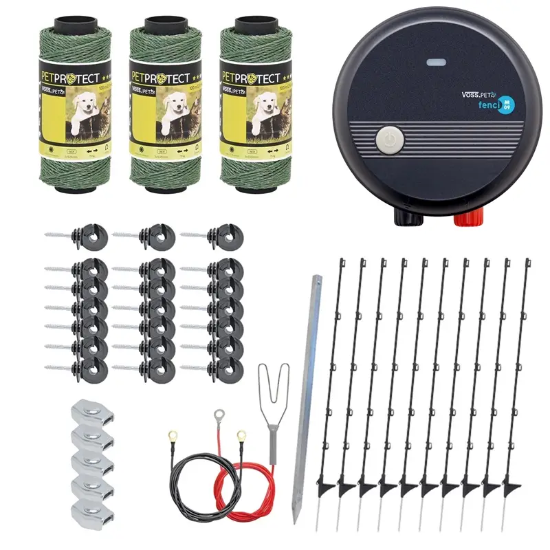 Sale VOSS.pet Hunde-Katzenzaun Komplettset - Elektrozaun + 230V Elektrozaungerät