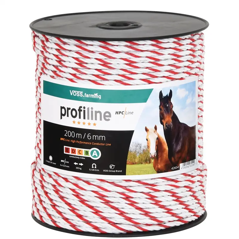 Neue Ware VOSS.farming Weideseil 200m, Ø 6mm, 6x0,25 HPC® Powerleiter, Markenqualität, weiß-rot