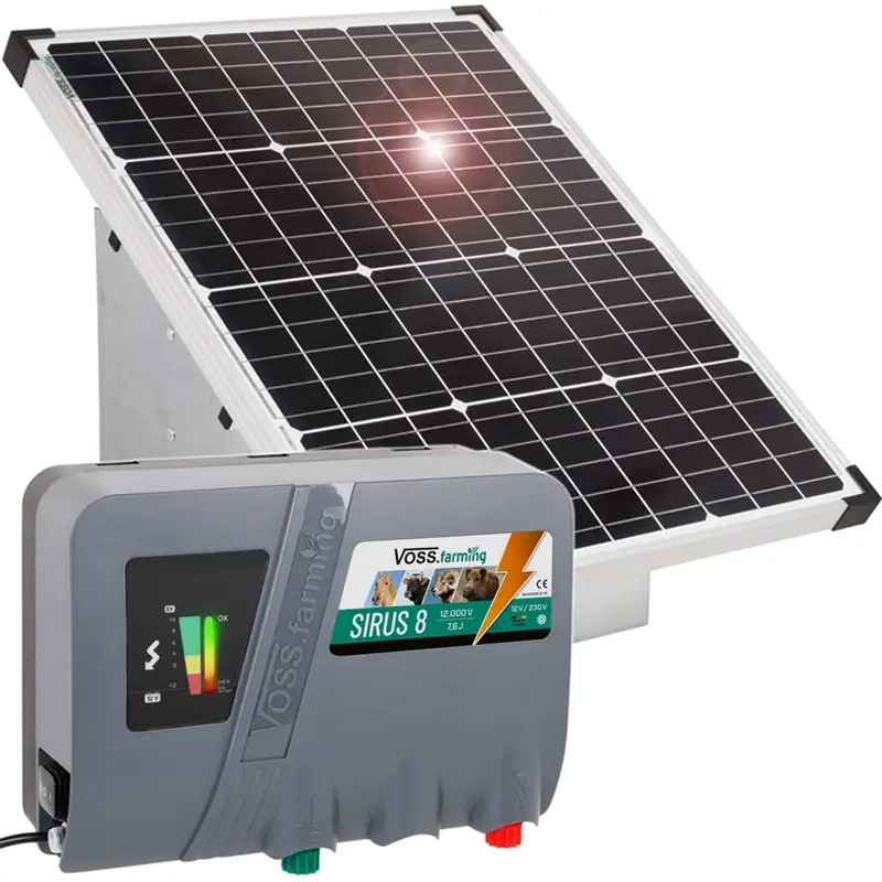 VOSS.farming Set: 55W Solarsystem + 12V Weidezaungerät SIRUS 8 + Tragebox Billig
