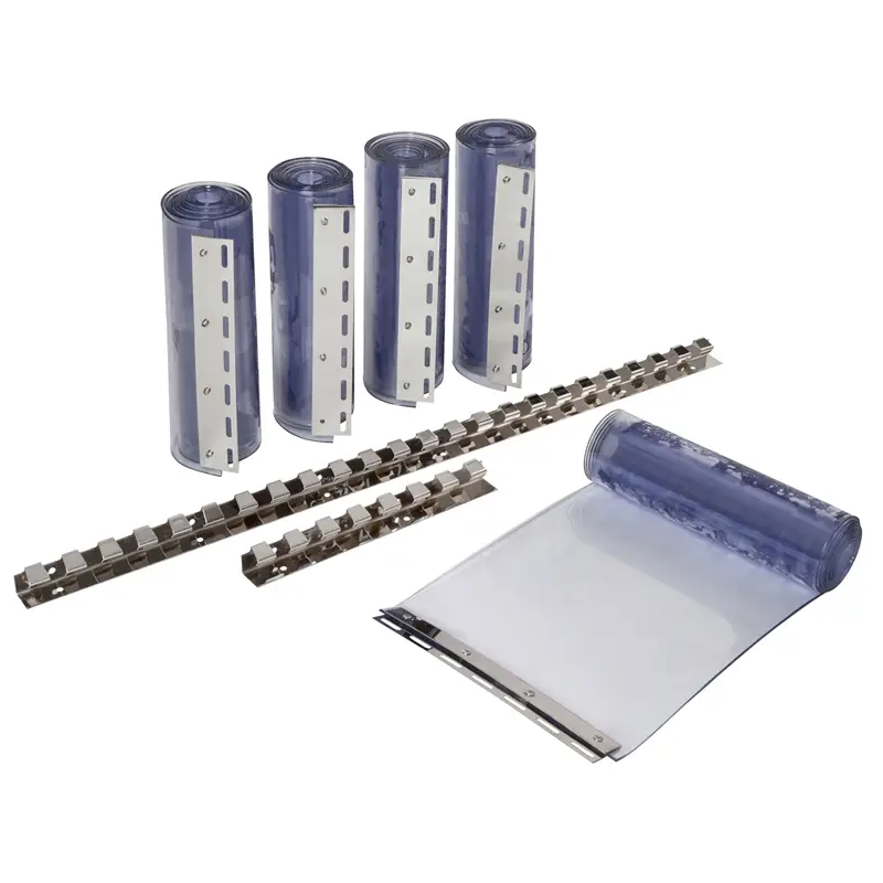 Spar-Set: Streifenvorhang1,3m Breit - 225cm x 3mm, inkl. Edelstahlleisten + 5x PVC Vorhang Markenprodukt