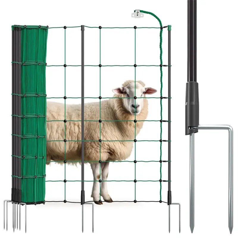 Knallerangebot VOSS.farming farmNET+ 25m Schafnetz, Ziegennetz, Elektronetz, 90cm, 11 Pfähle, 2 Spitzen, grün