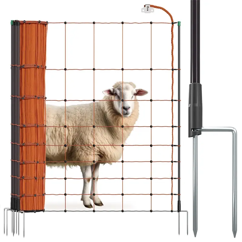 Jetzt Bestellen VOSS.farming farmNET 50m Schafzaun, Ziegennetz, Elektronetz, 108cm, 14 Pfähle, 2 Spitzen, orange
