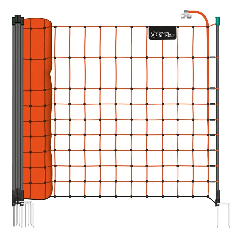 VOSS.farming farmNET 50m Wildschutznetz, Kleintiernetz, 65cm, 15 Pfähle, 2 Spitzen, orange Mega-Angebot