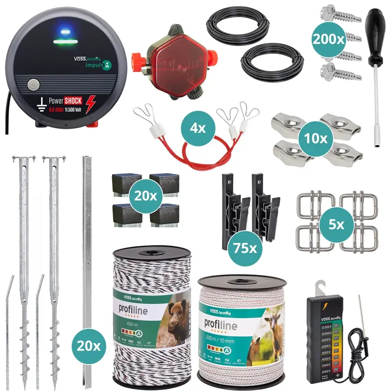 Bestpreis VOSS.farming "100m Grundset Wildschweinzaun" Wildschwein-Set, 230 Volt