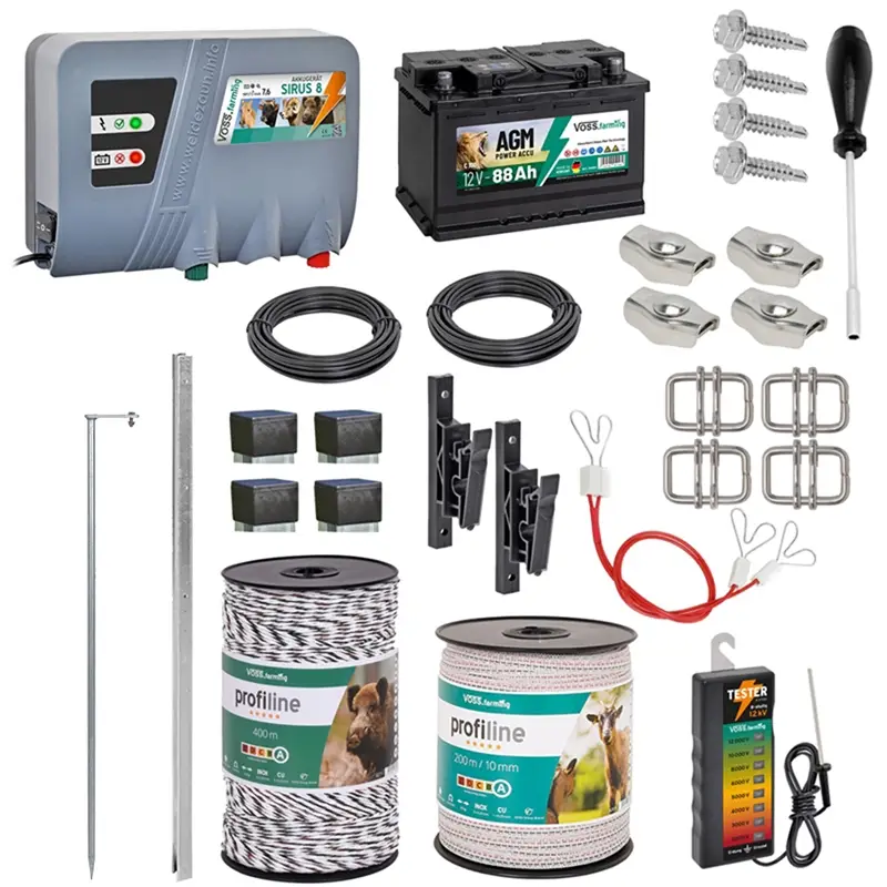 VOSS.farming "100m Grundset Wildschweinzaun" Wildschwein-Set, 12 Volt Abverkauf