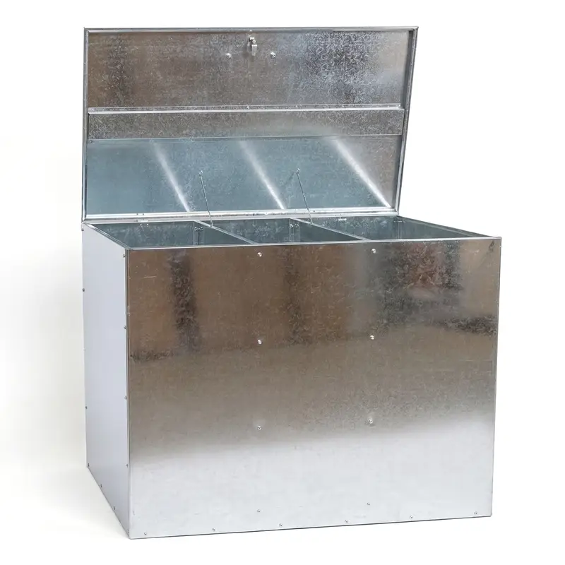 VOSS.farming Futterkiste XXL 113x90x66cm, 670L, Futterbox, verzinktes Stahlblech, 3 Fächer Top-Preis
